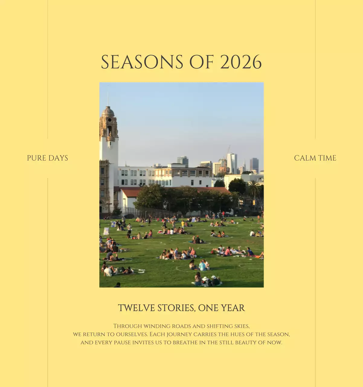 노랑 모던 도시 생활 포스터