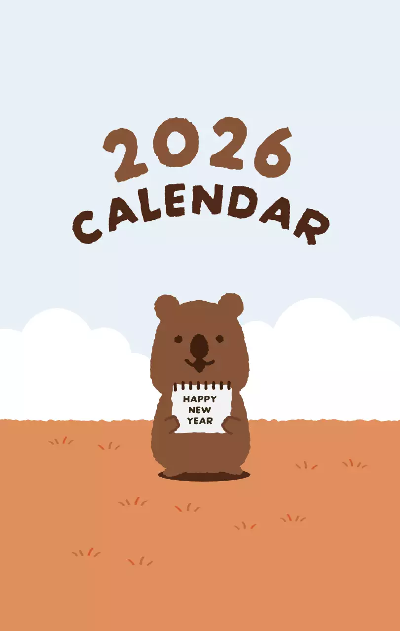 갈색 아기자기한 달력 캘린더