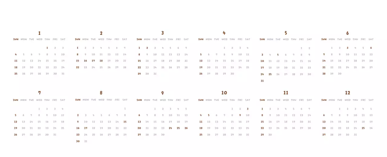 갈색 아기자기한 달력 캘린더