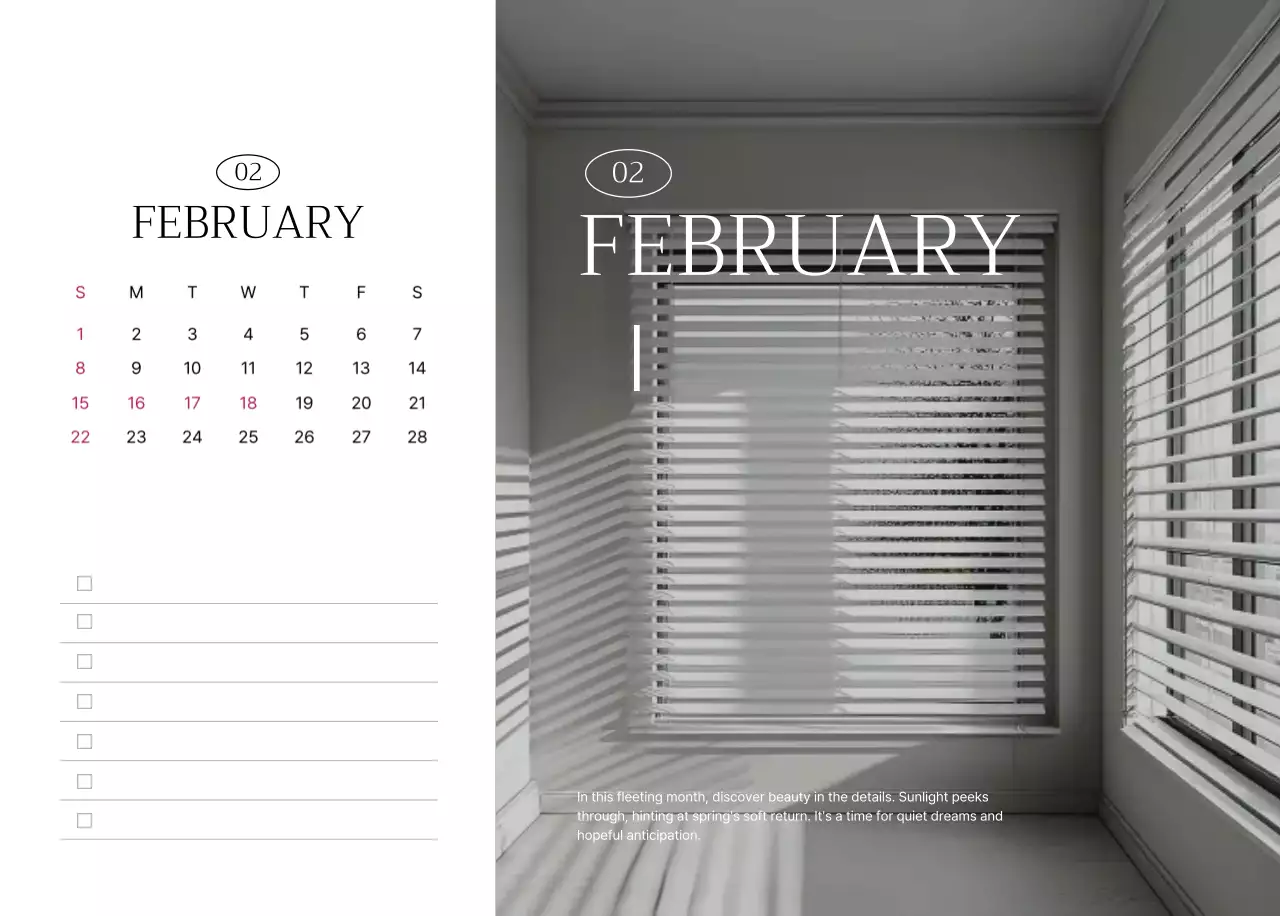 흰색 깔끔 달력 캘린더