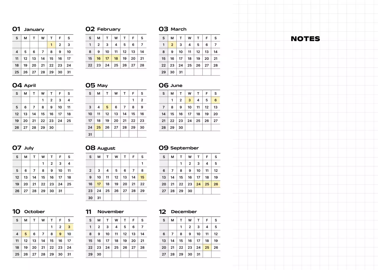 베이지 심플 달력 캘린더