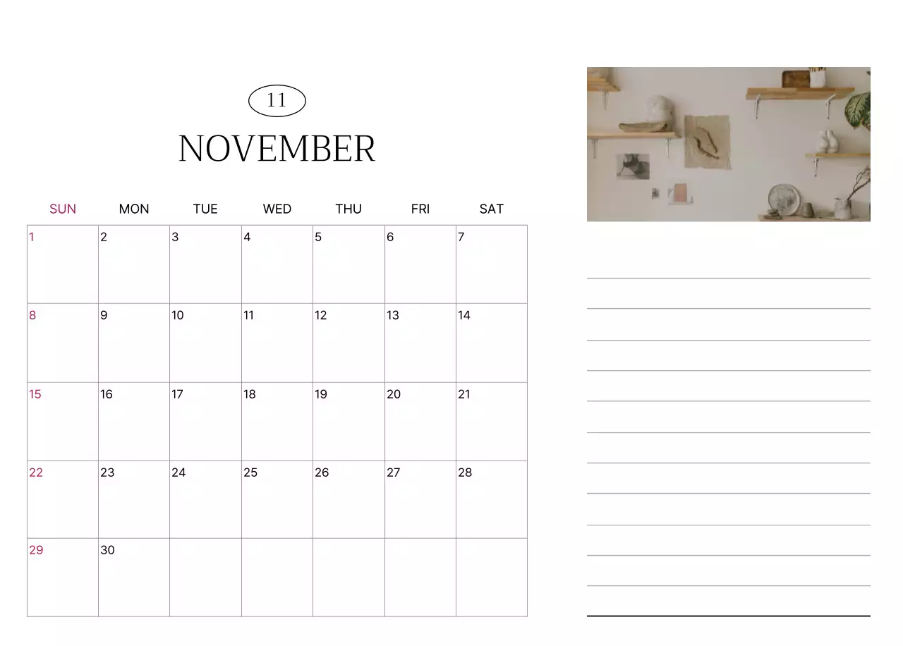 흰색 깔끔 달력 캘린더