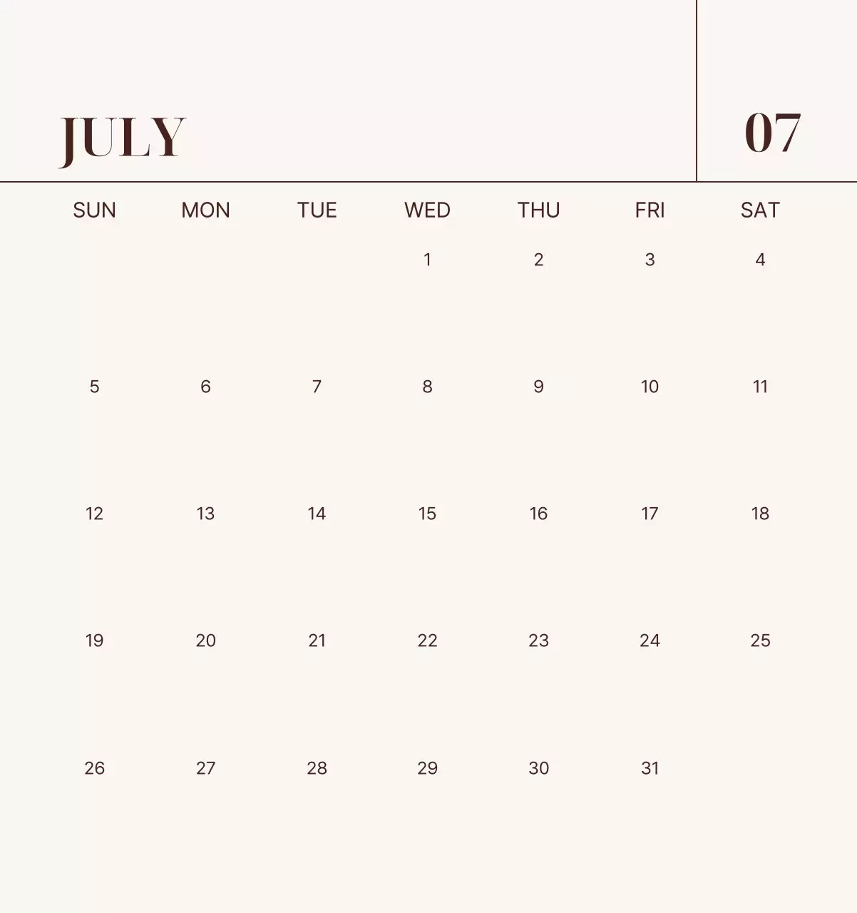 베이지 모던 가족 달력