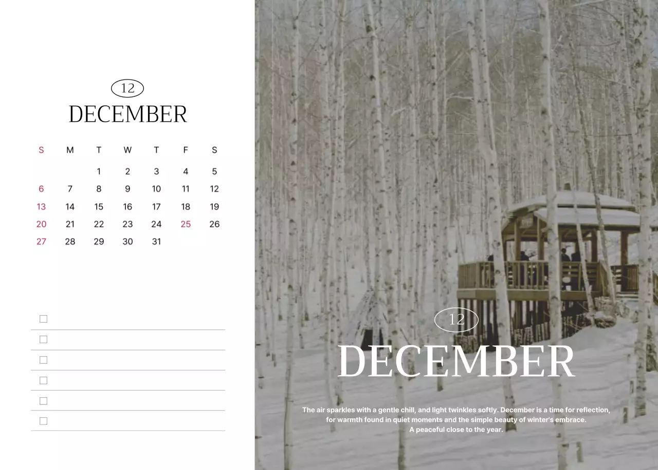 흰색 깔끔 달력 캘린더