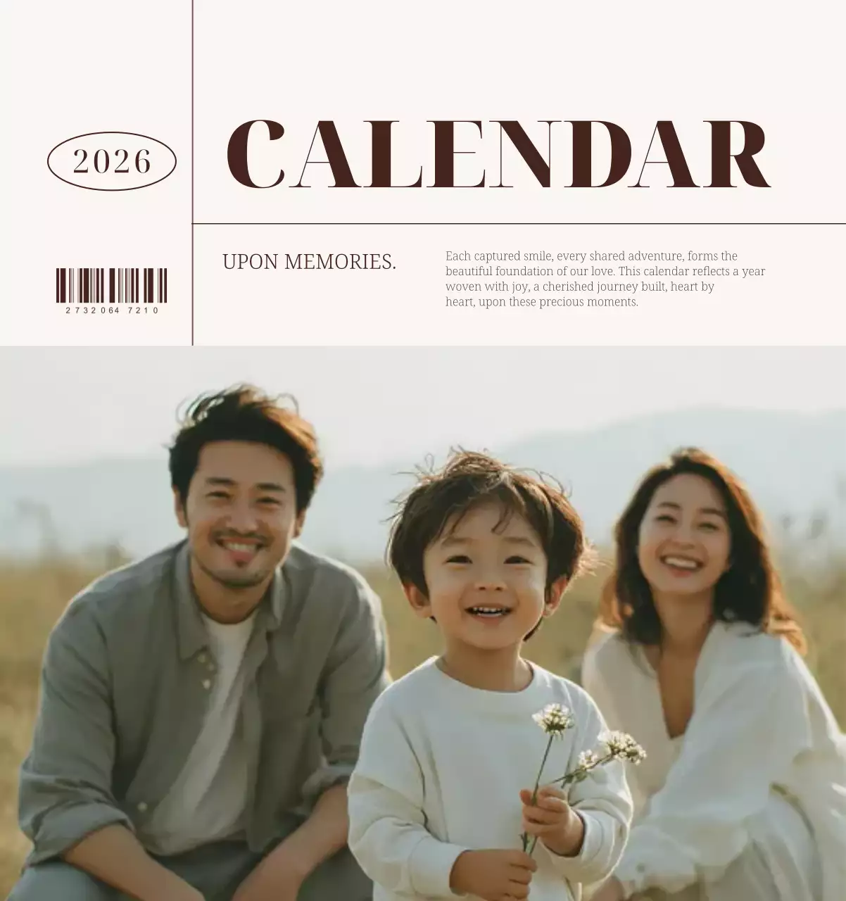 베이지 모던 가족 달력