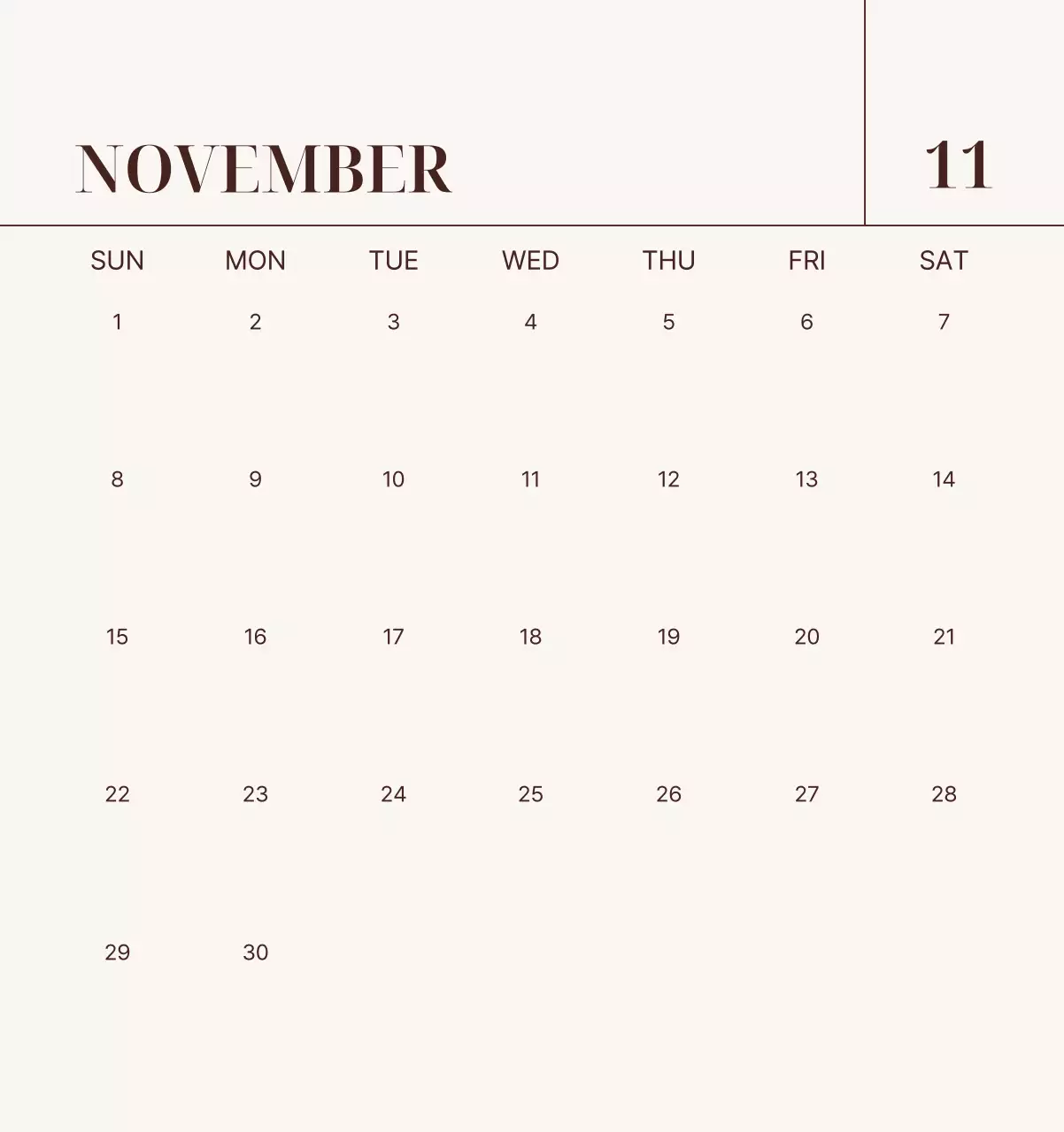 베이지 모던 가족 달력