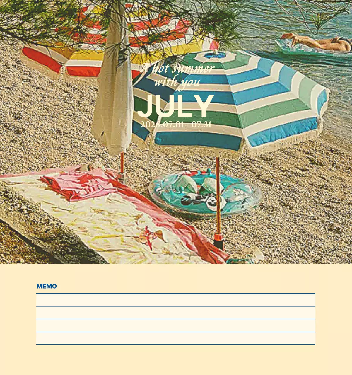 하늘색 심플 달력 캘린더