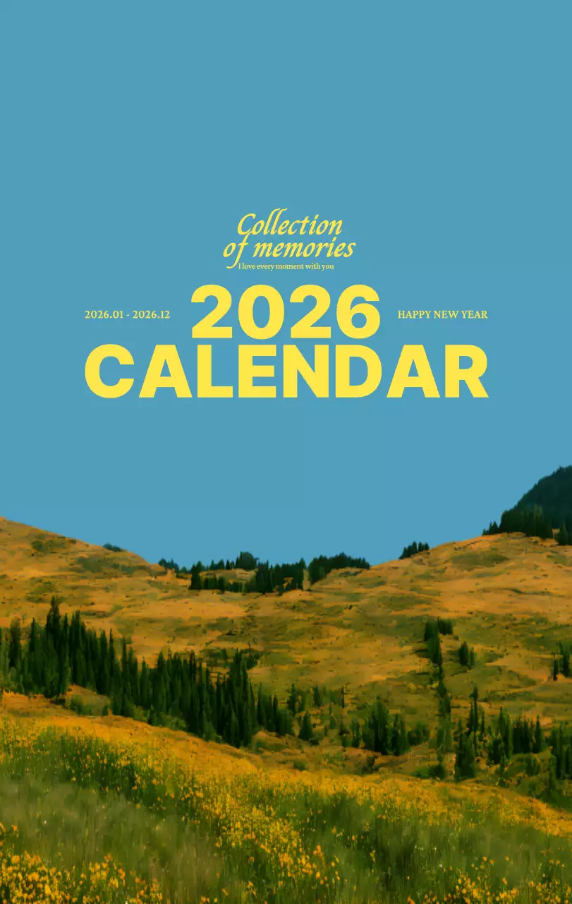 하늘색 모던 달력 캘린더