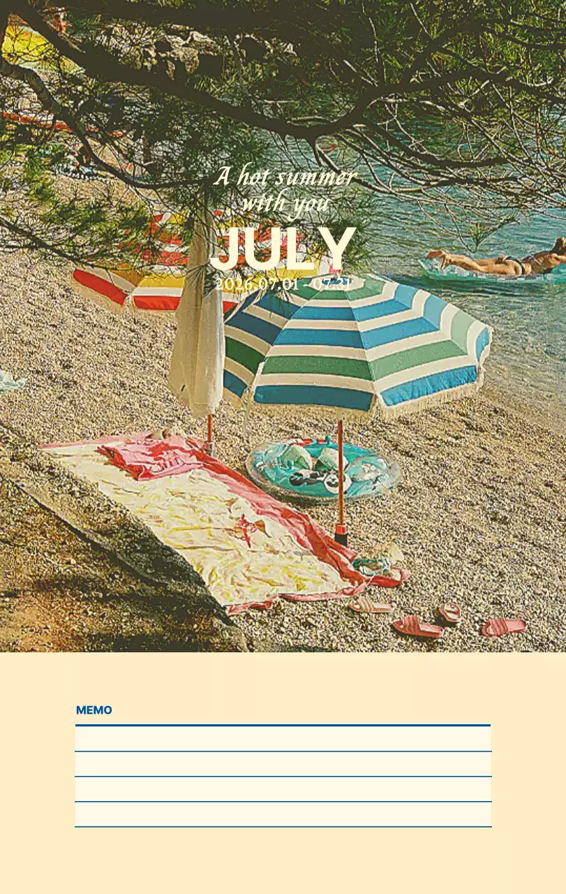 하늘색 모던 달력 캘린더