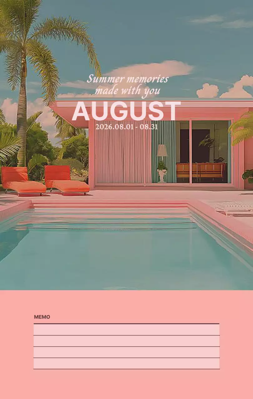 하늘색 모던 달력 캘린더