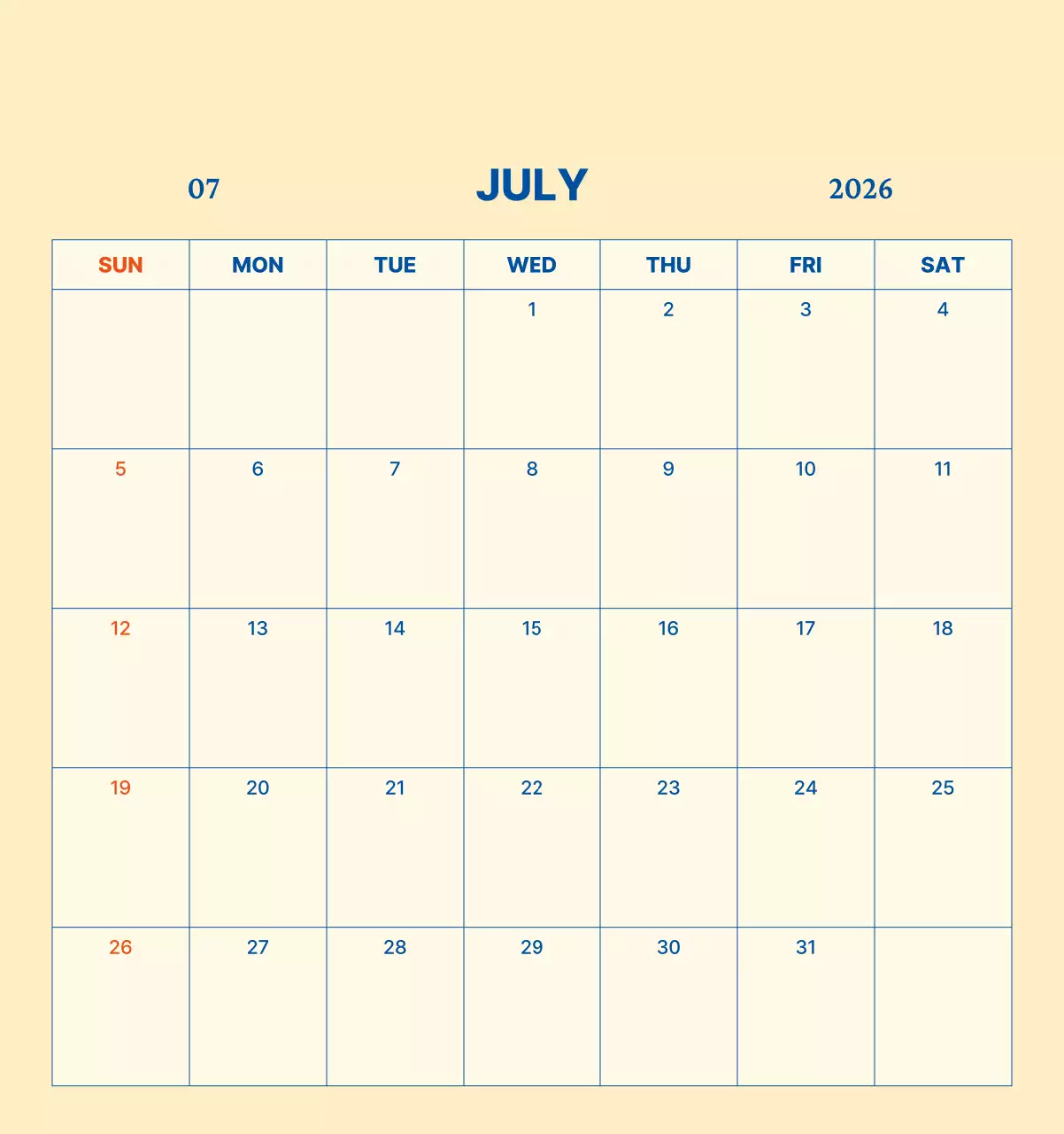 하늘색 심플 달력 캘린더