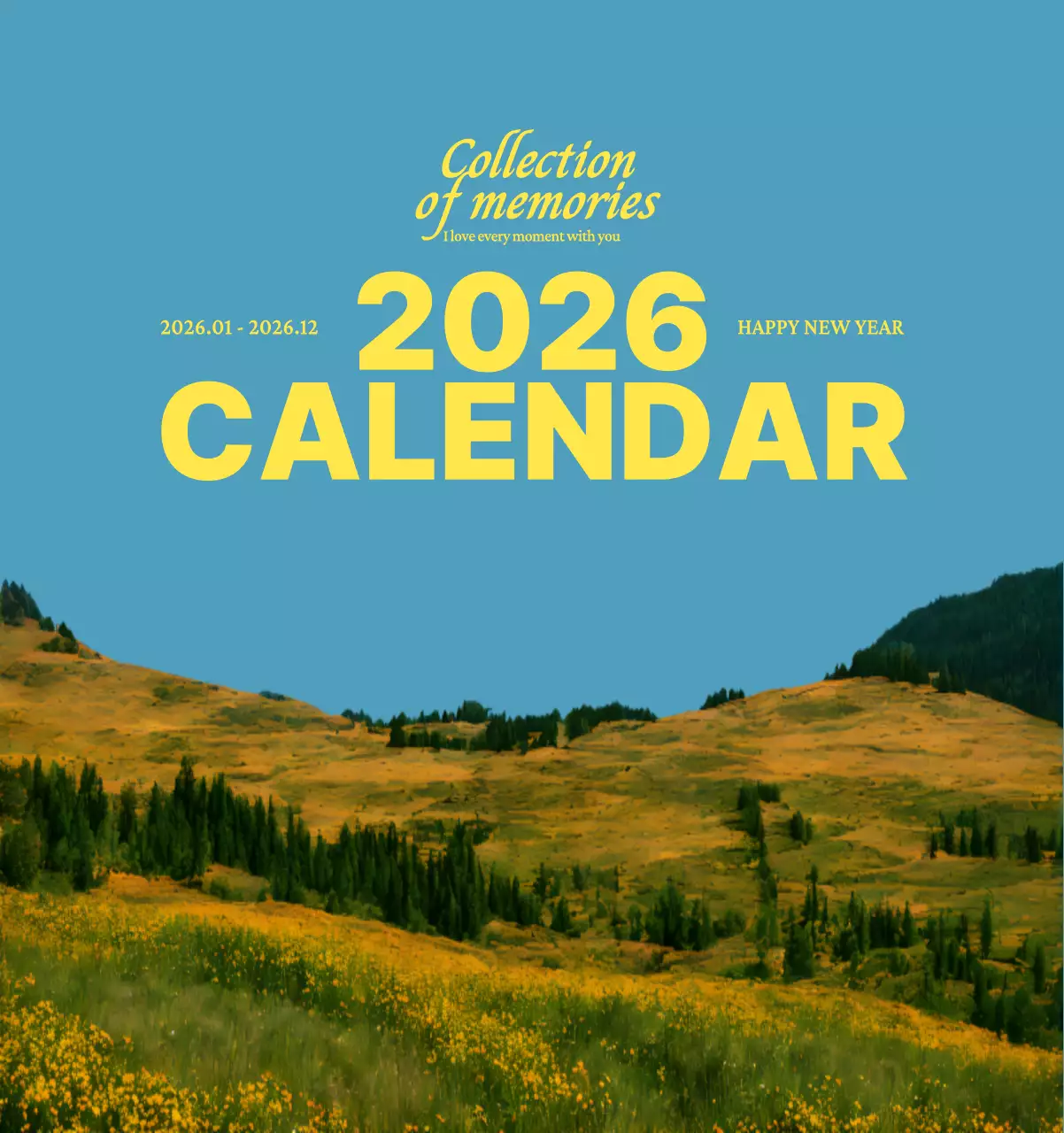 하늘색 심플 달력 캘린더