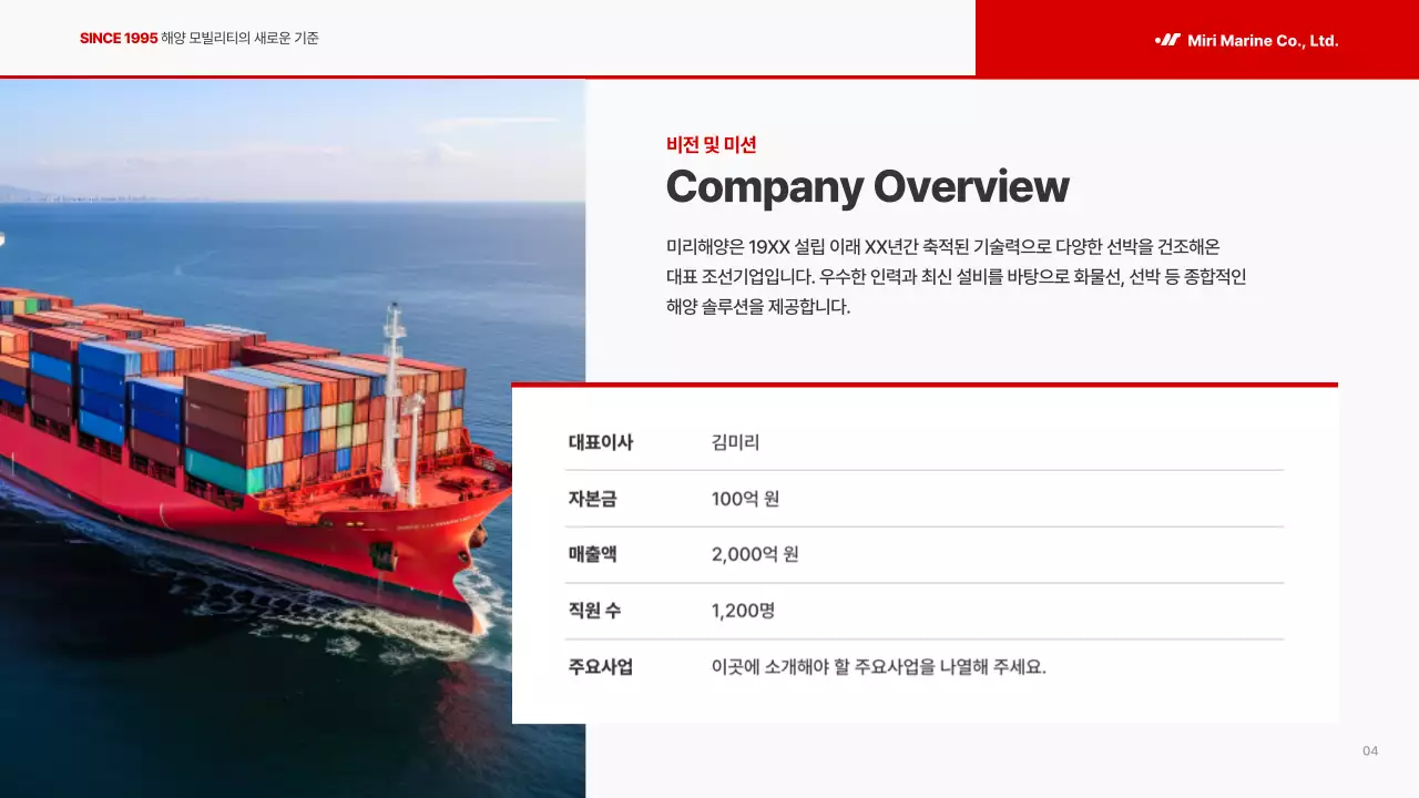 빨강 모던 해양 회사소개서