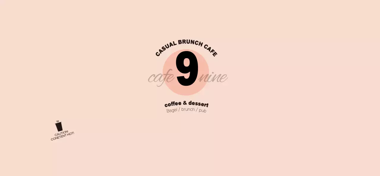 ピンクと黒のシンプルでユニークなコンセプトのカフェ用。