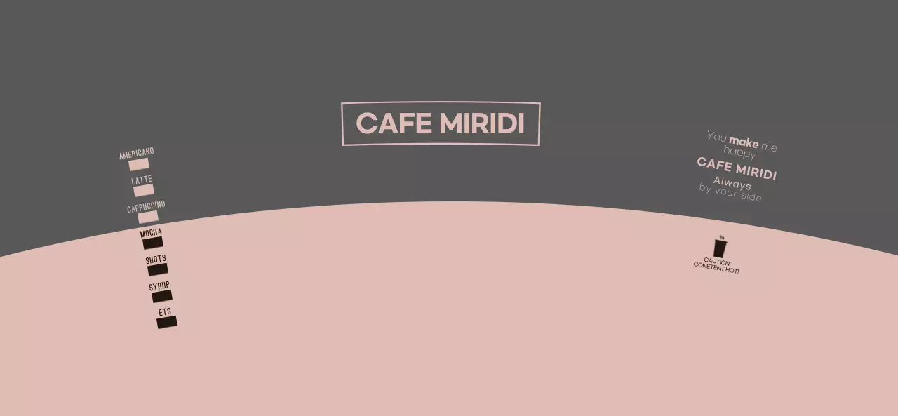 ピンクとダークグレーのすっきりとしたスタイルのロゴタイプ カフェ用