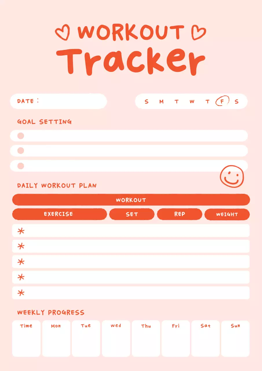 Orange Minimal Fitness Planner