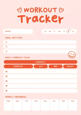 Orange Minimal Fitness Planner