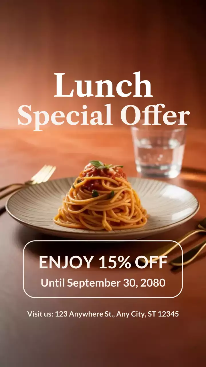 Postagem no Instagram para promoção de almoço elegante bege