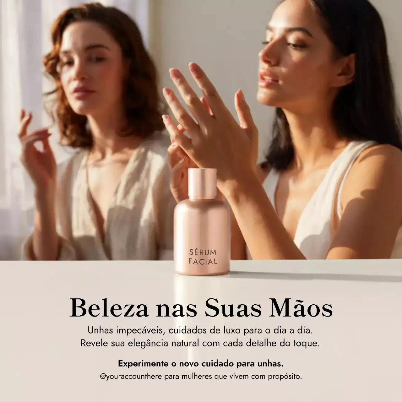 Postagem de promoção de beleza elegante bege no Instagram