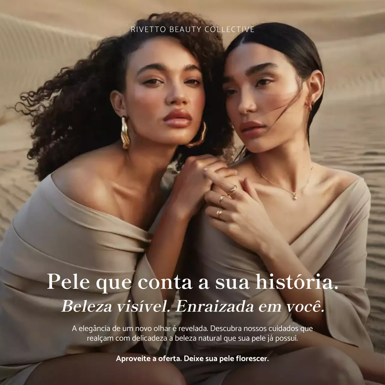 Postagem de promoção de beleza elegante bege no Instagram