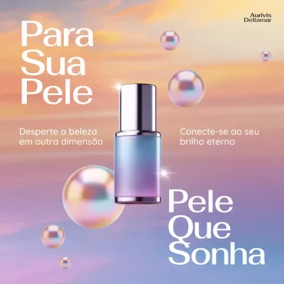 propaganda moderna de cuidados com a pele em tons pastel