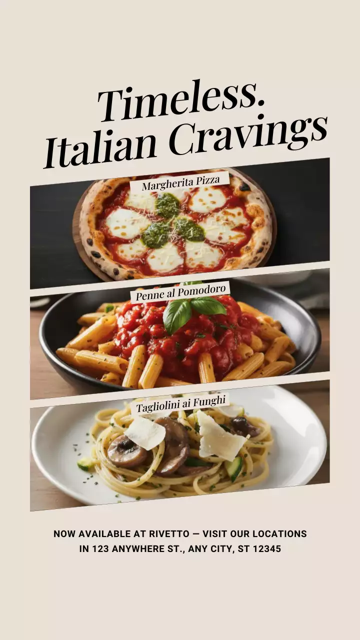 Beige Classic Italian Menu Promotion Instagram Story