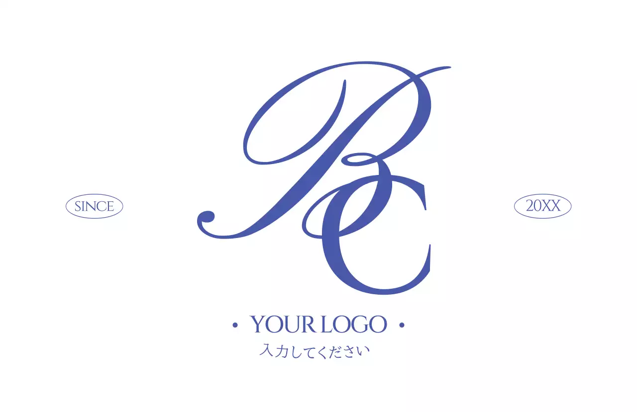 青 クラシック ロゴ デザイン テキスト