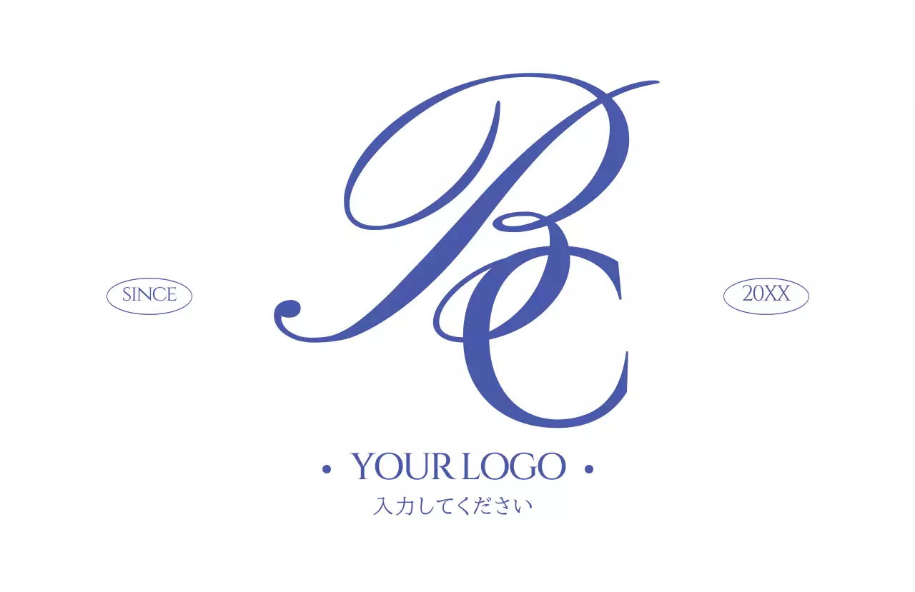 青 クラシック ロゴ デザイン  テキスト