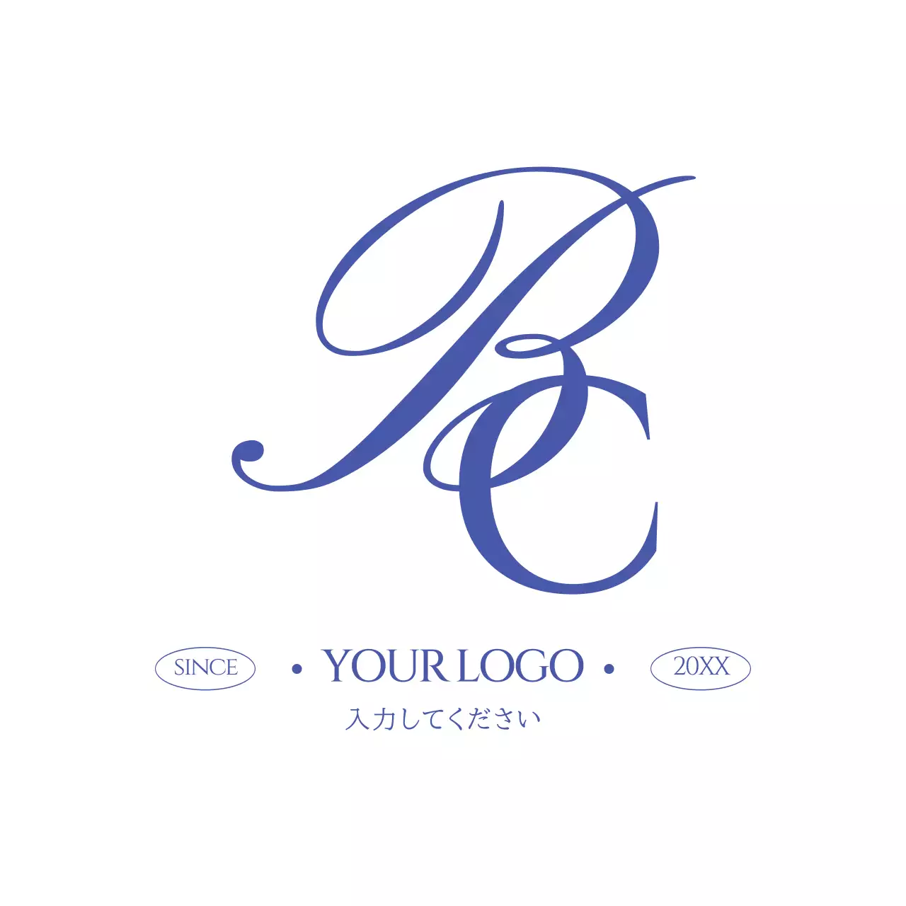 青 クラシック ロゴ デザイン テキスト