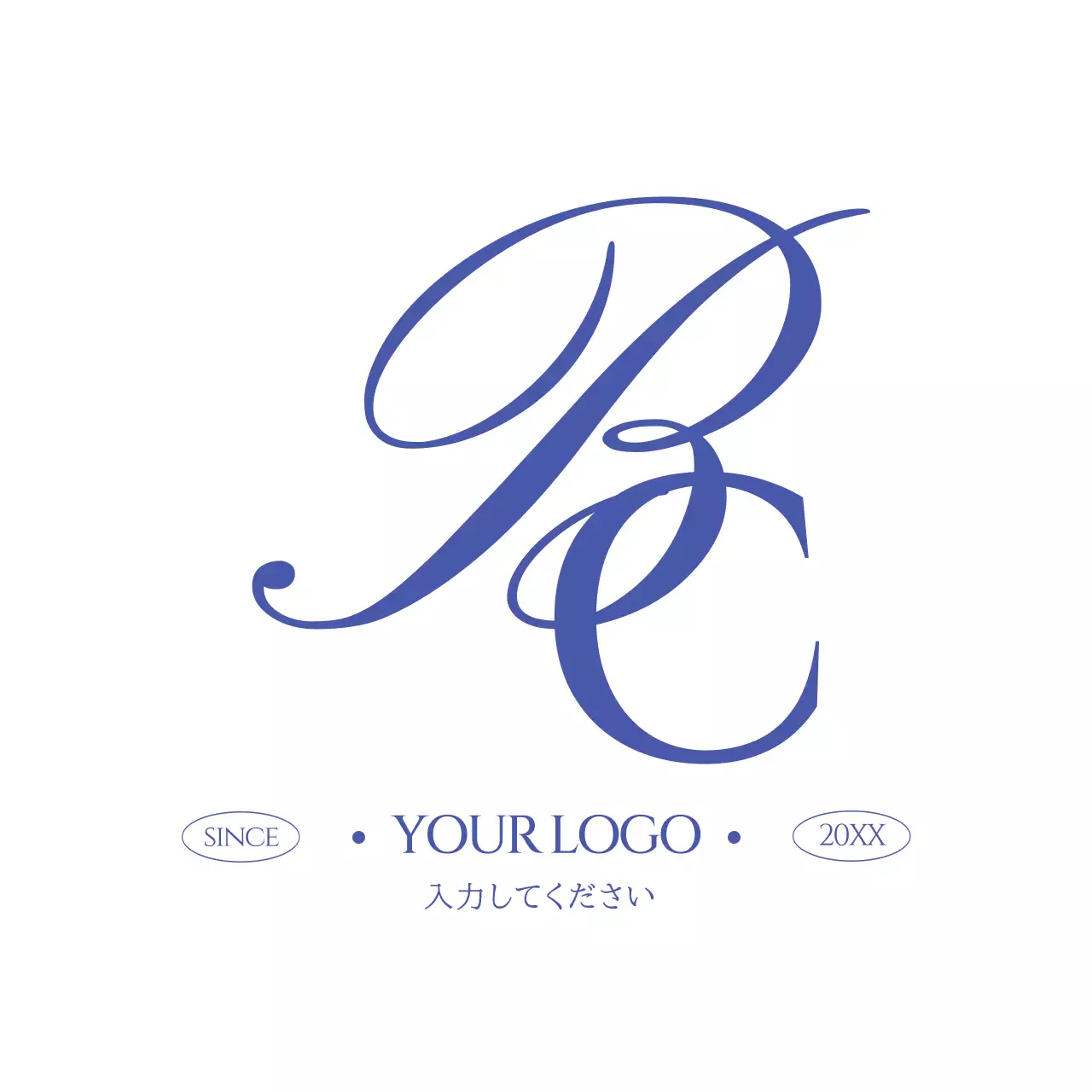 青 クラシック ロゴ デザイン テキスト