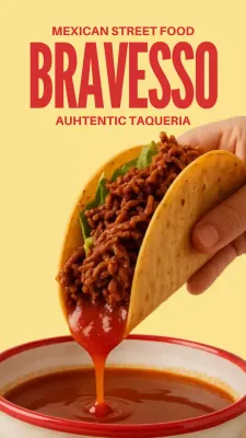 Publicação no Instagram de anúncio de taco rústico amarelo