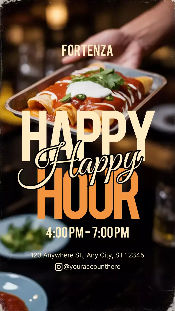 Orange Retro Happy Hour Advertisement Instagram Post