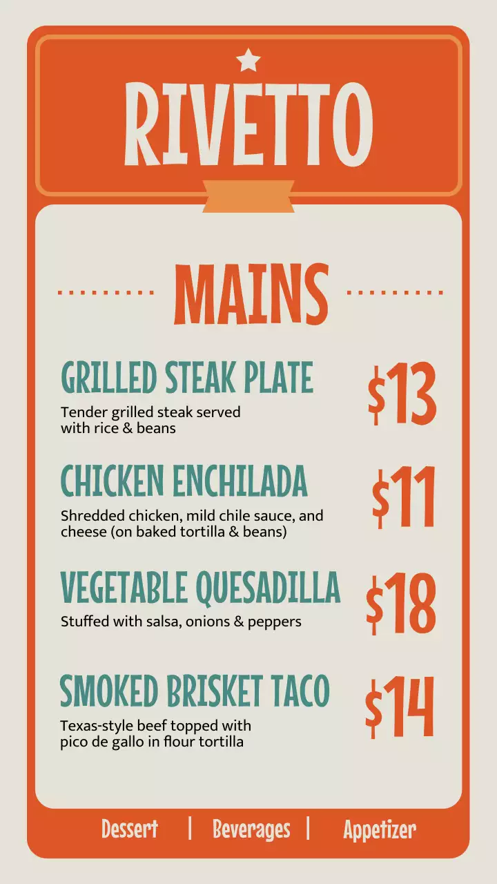 Orange Retro Menu Design Instagram Post