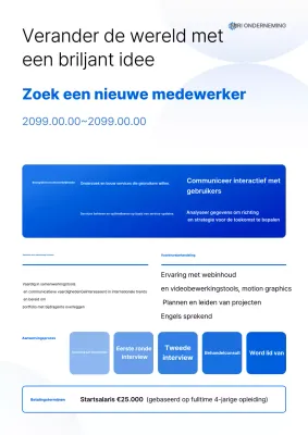 Blue Modern aankondiging van nieuwe medewerkerswerving
