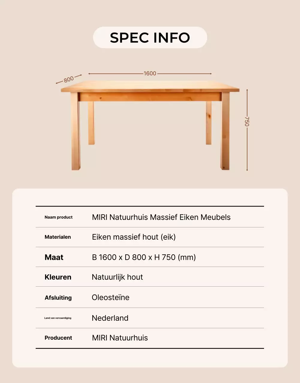 Advertentie voor beige natuurlijke meubels