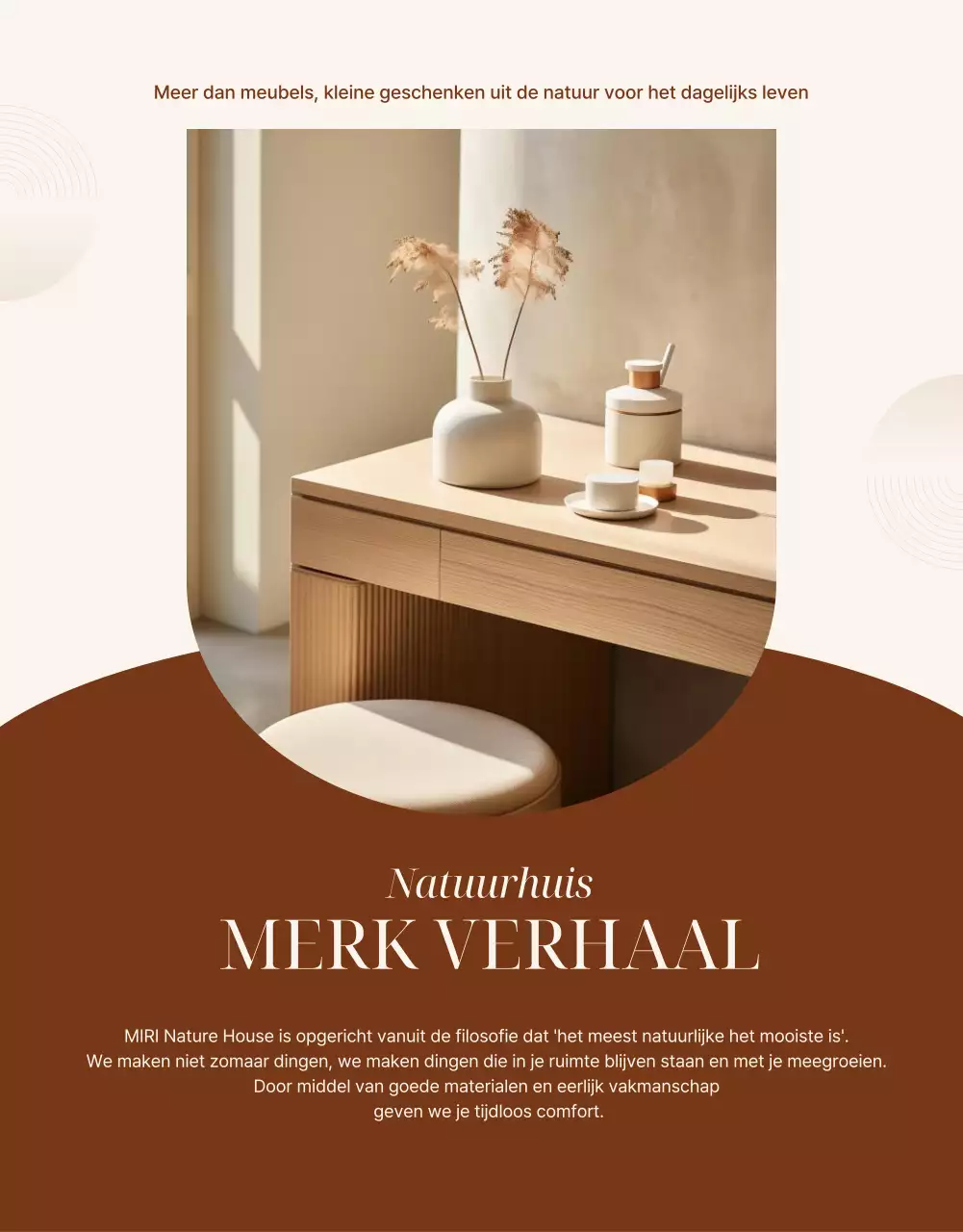 Advertentie voor beige natuurlijke meubels