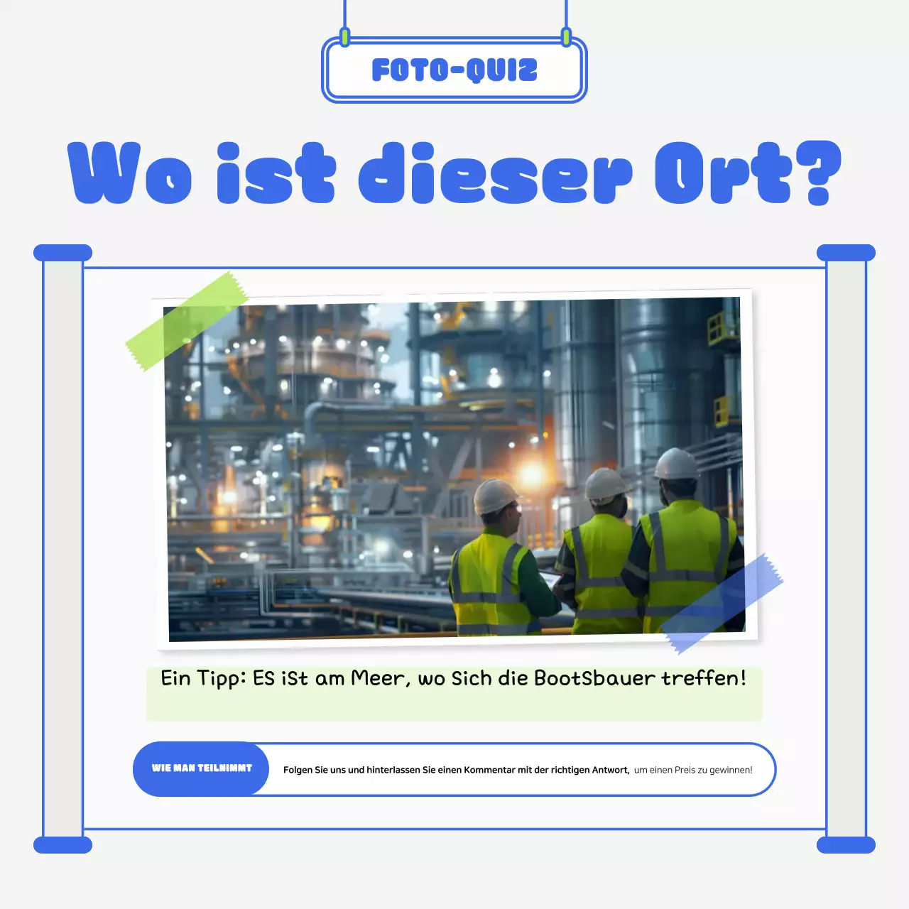 Blaues modernes Industriequiz