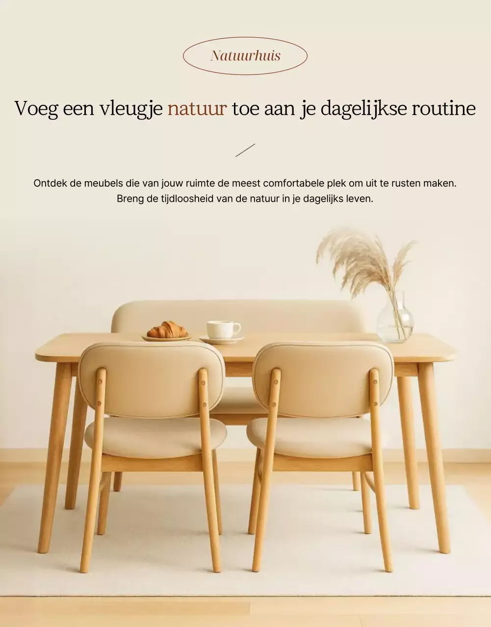 Advertentie voor beige natuurlijke meubels
