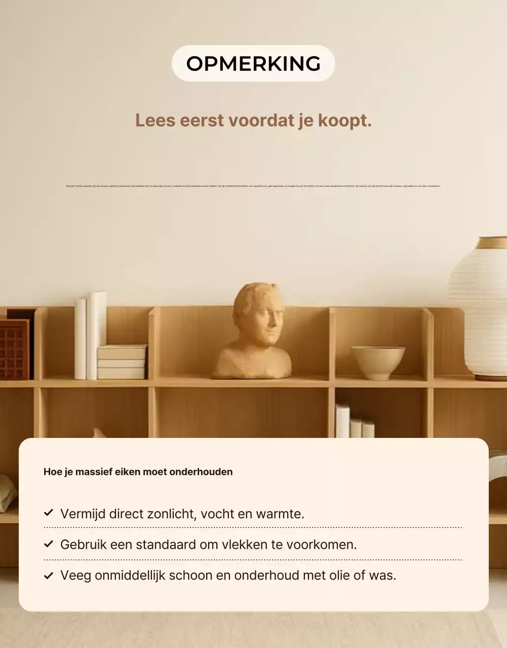 Advertentie voor beige natuurlijke meubels