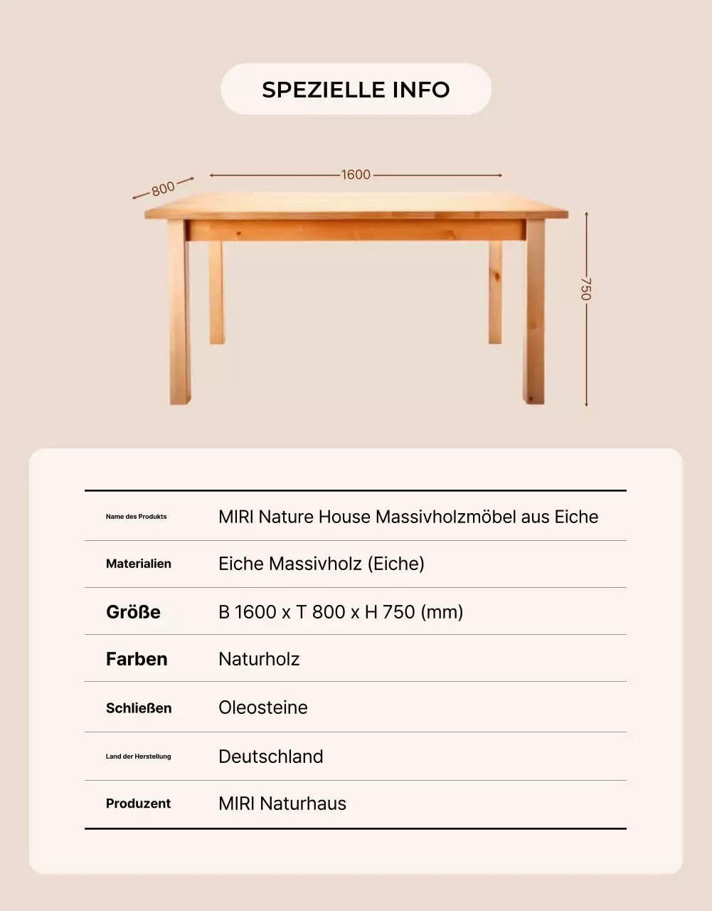 Beige Naturmöbel Anzeige