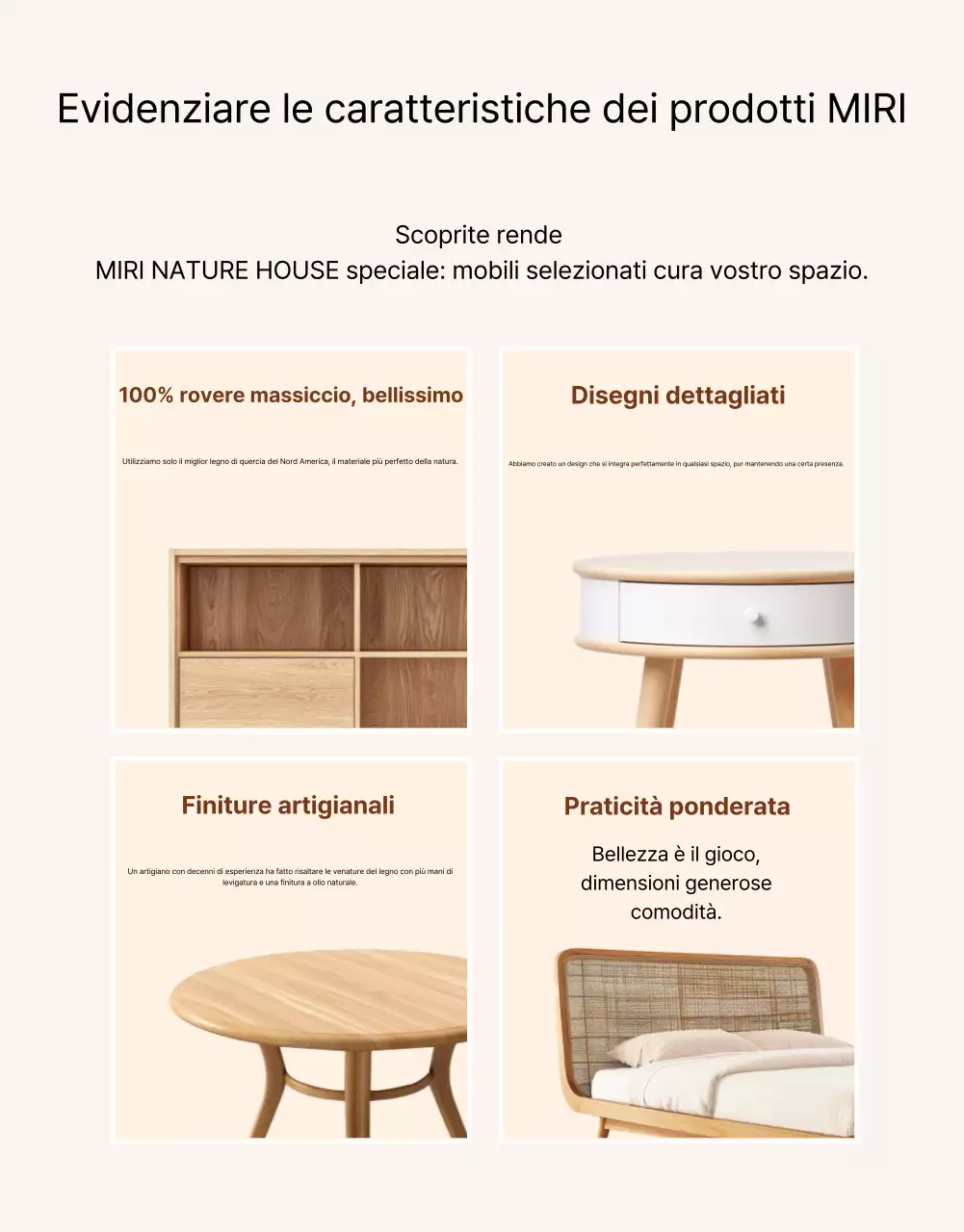 Pubblicità di mobili naturali beige