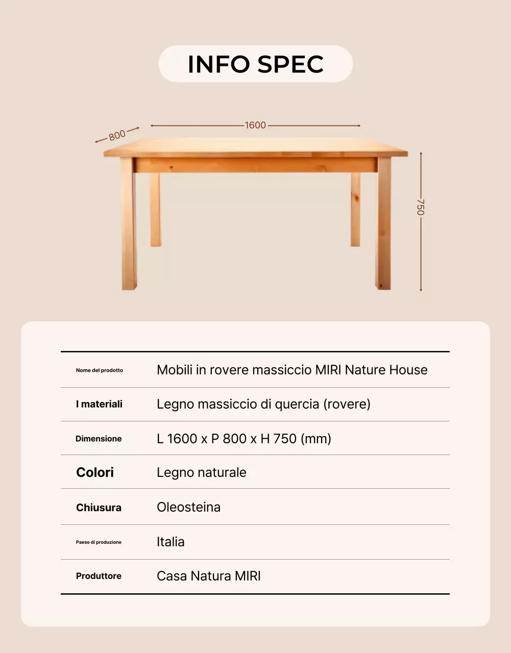 Pubblicità di mobili naturali beige