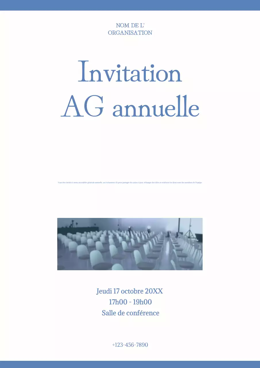 Affiche Web d'invitation à une réunion moderne bleue