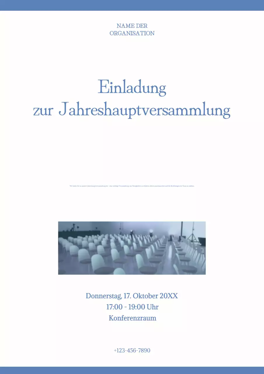 Blaues modernes Meeting-Einladungs-Web-Poster
