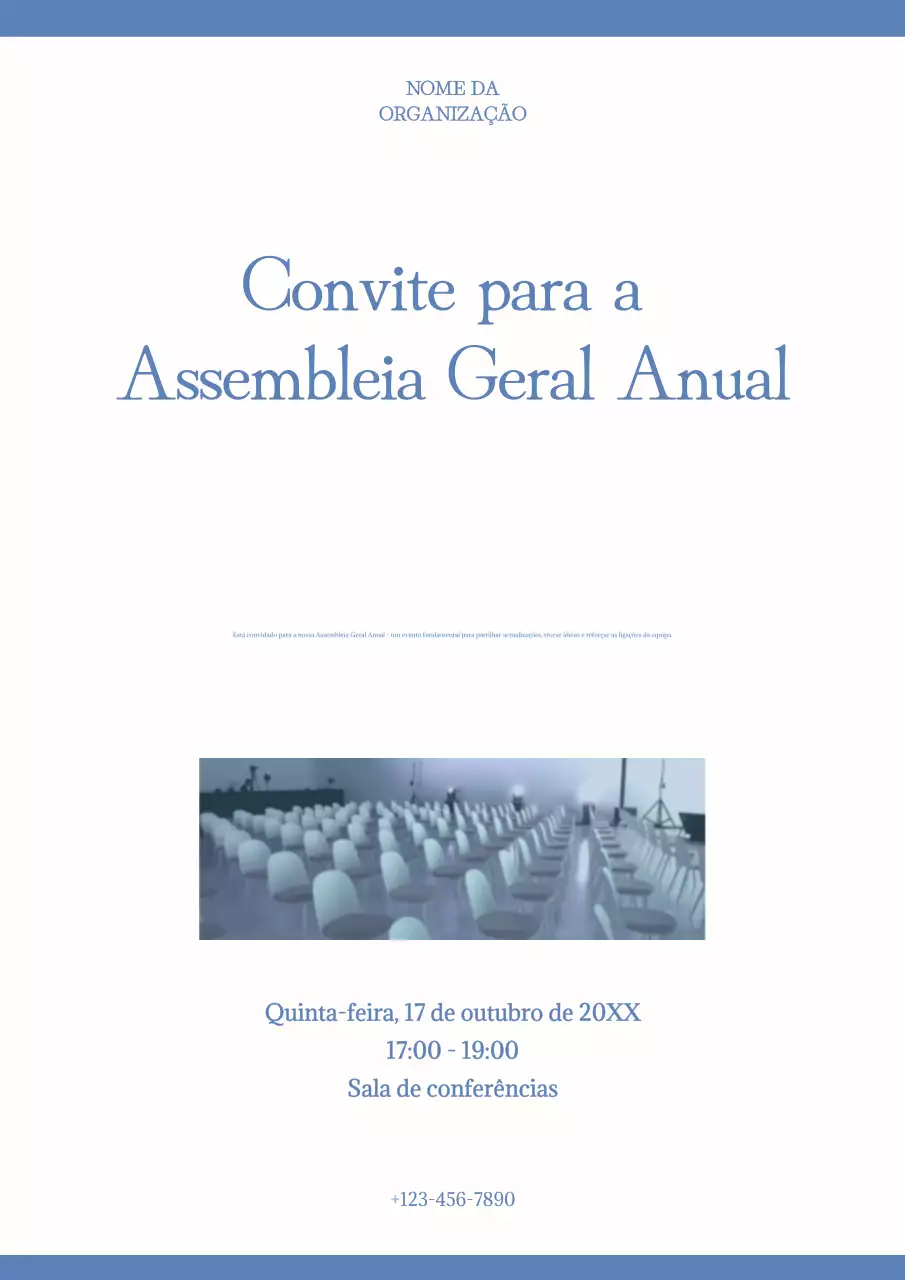 Cartaz de convite para reunião moderna em azul