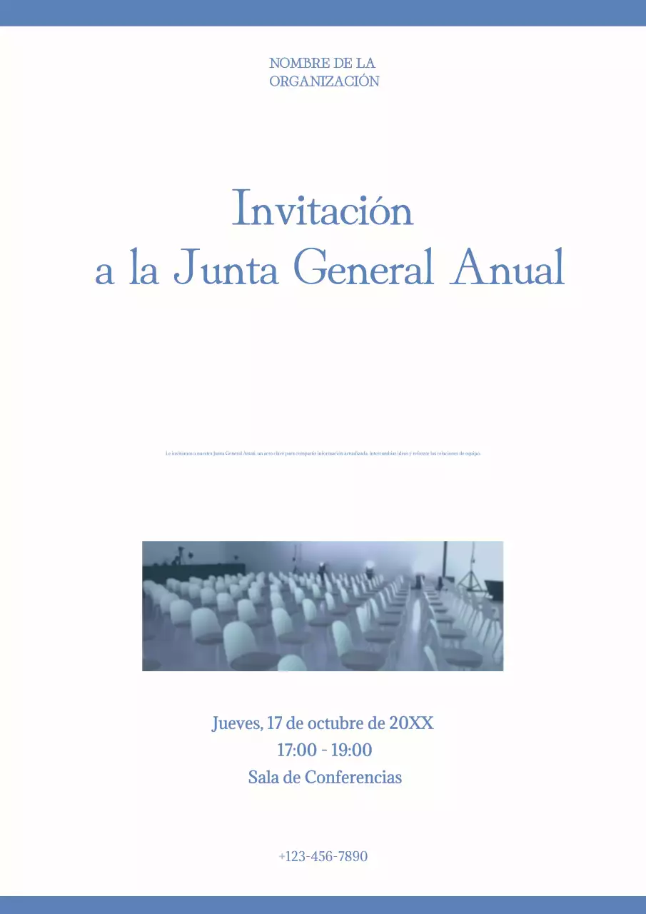Póster web de invitación a reunión moderno azul