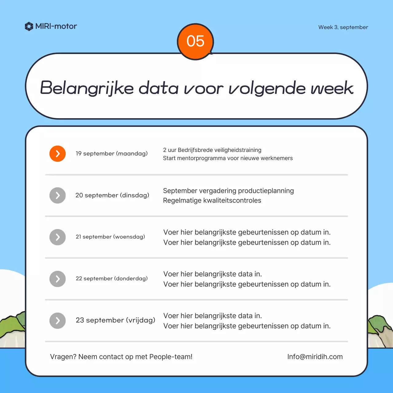 Hemelsblauwe eenvoudige nieuwsgids