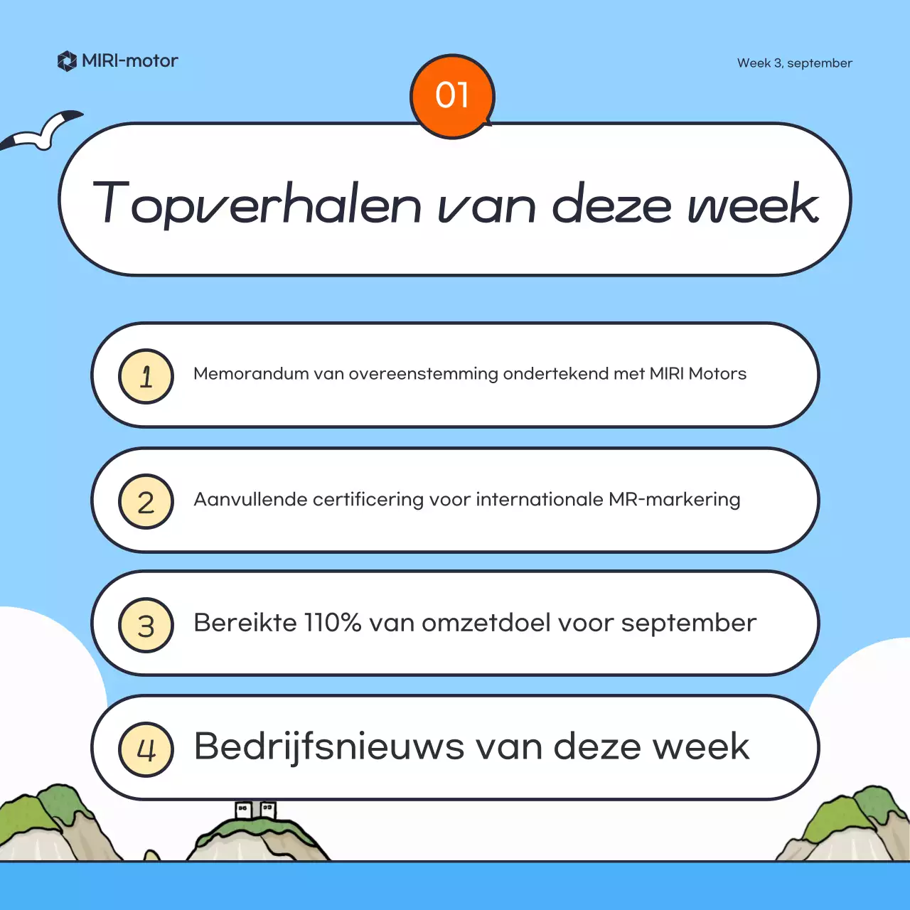 Hemelsblauwe eenvoudige nieuwsgids