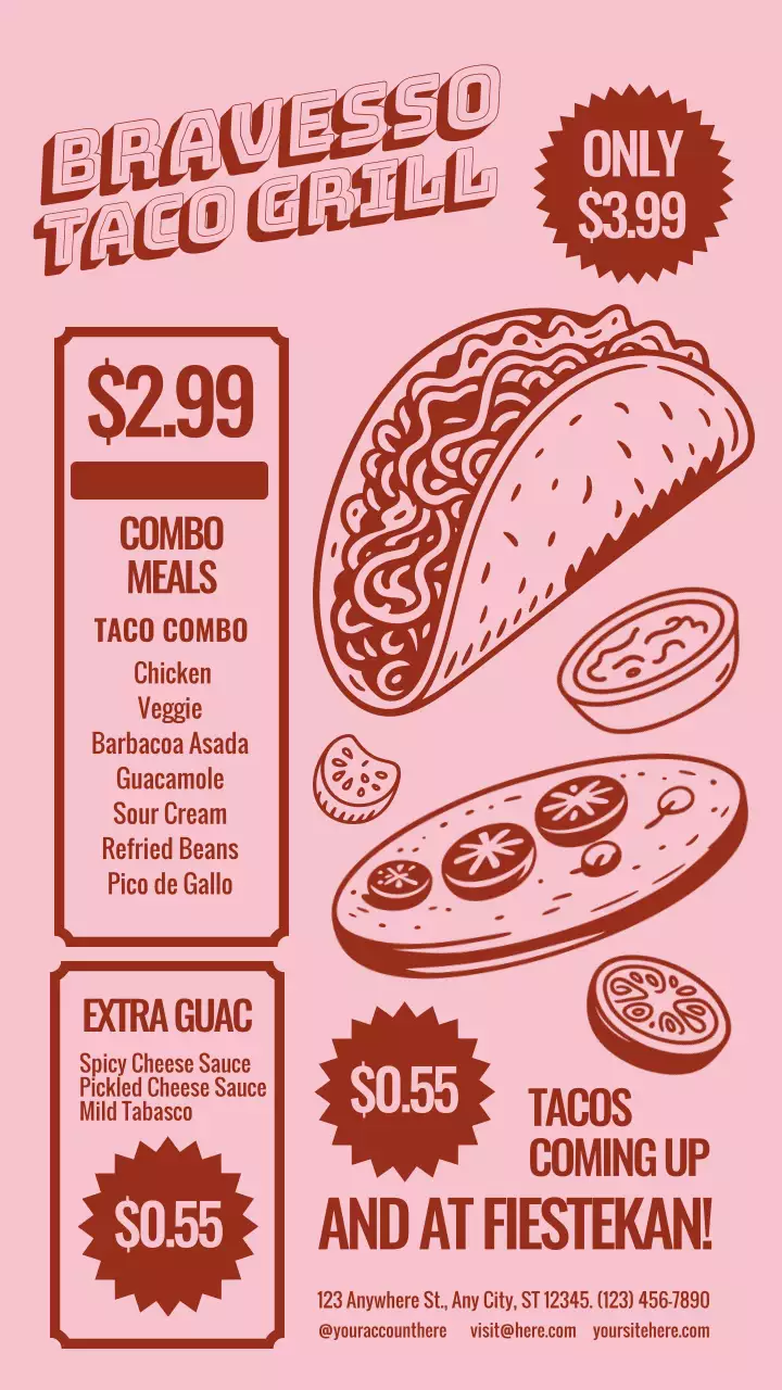 Pink Retro Taco Menu Instagram Post