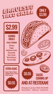 Pink Retro Taco Menu Instagram Post